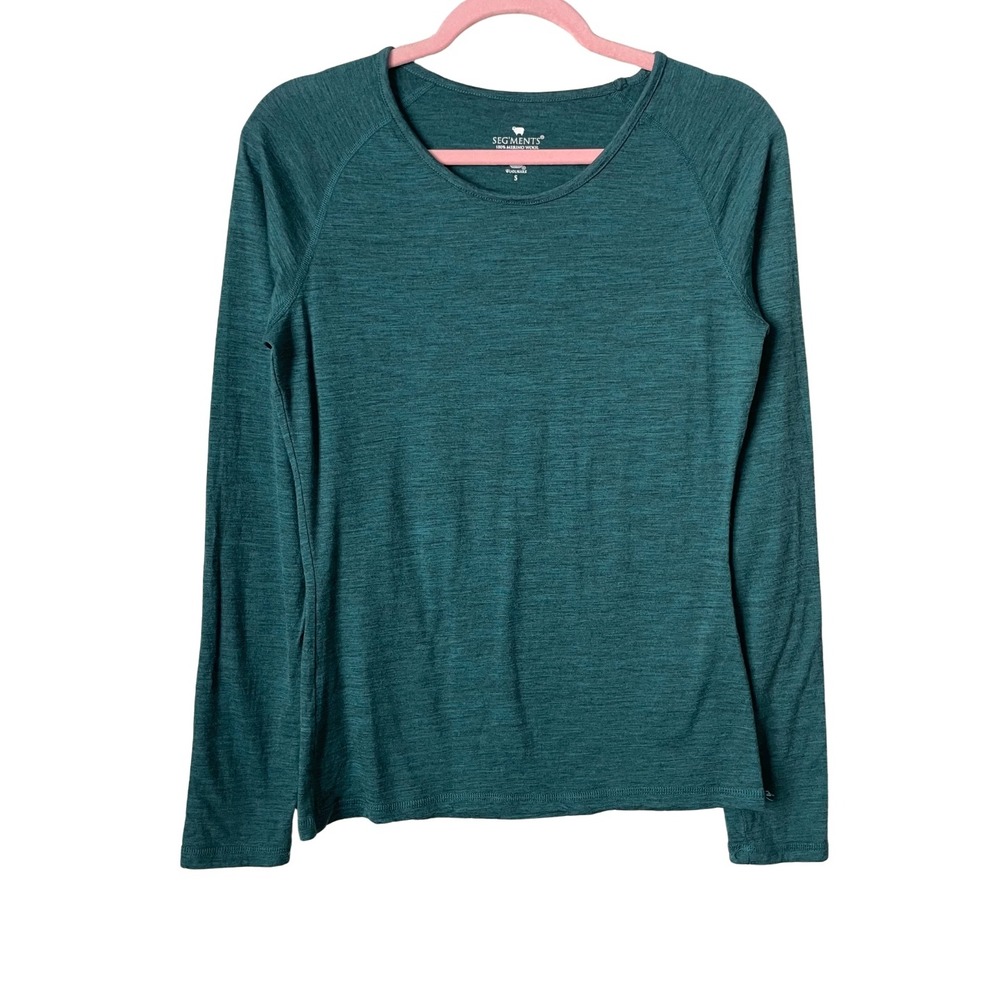 Segments Top Womens Small Teal Green 100% Merino Wool Long Sleeve Base Layer